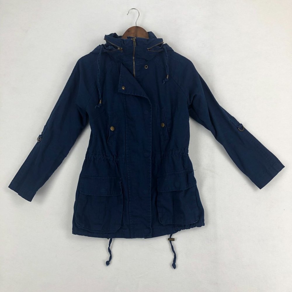 Willow & Clay Women's Size XS Blue Full Zip Long Sleeve Utility Jacket Hooded